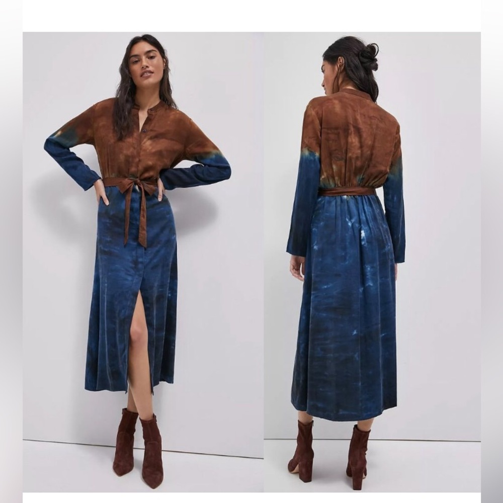 Anthropologie Cloth & Stone Perla Tie-Dye Maxi Shirtdress Size S